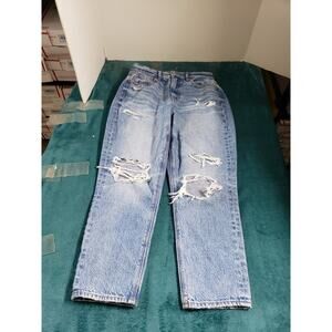 American Eagle Jeans Size 2 Extra Short Womens Blue Cotton Pants Mid Rise Mom